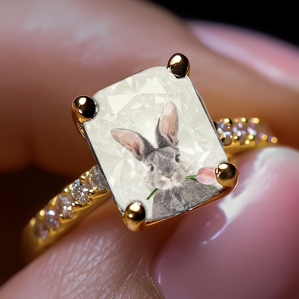 Bunny Square Statement Ring