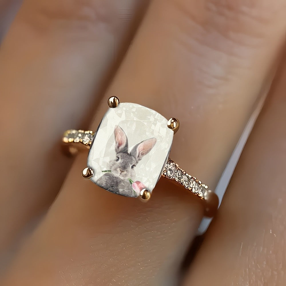 Bunny Square Statement Ring