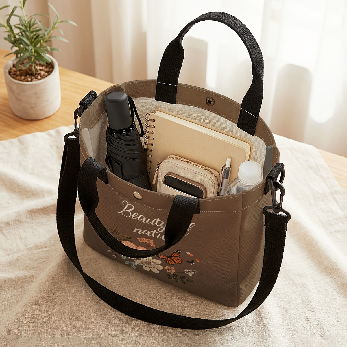 Floral Butterfly Tote Bag