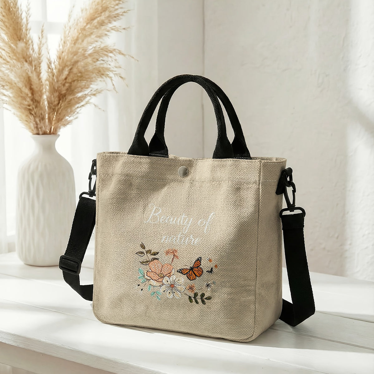 Floral Butterfly Tote Bag
