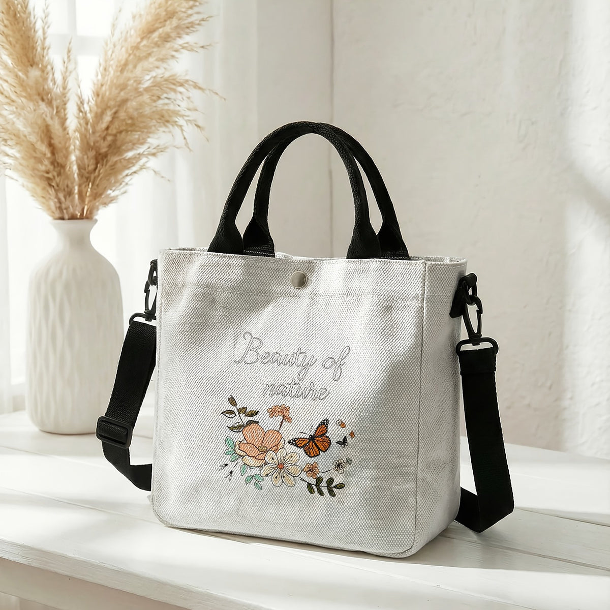 Floral Butterfly Tote Bag