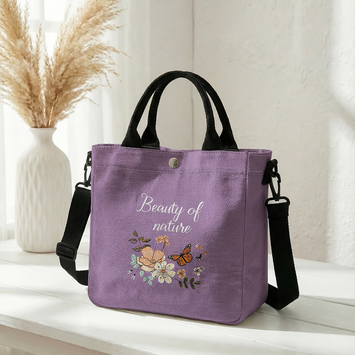 Floral Butterfly Tote Bag