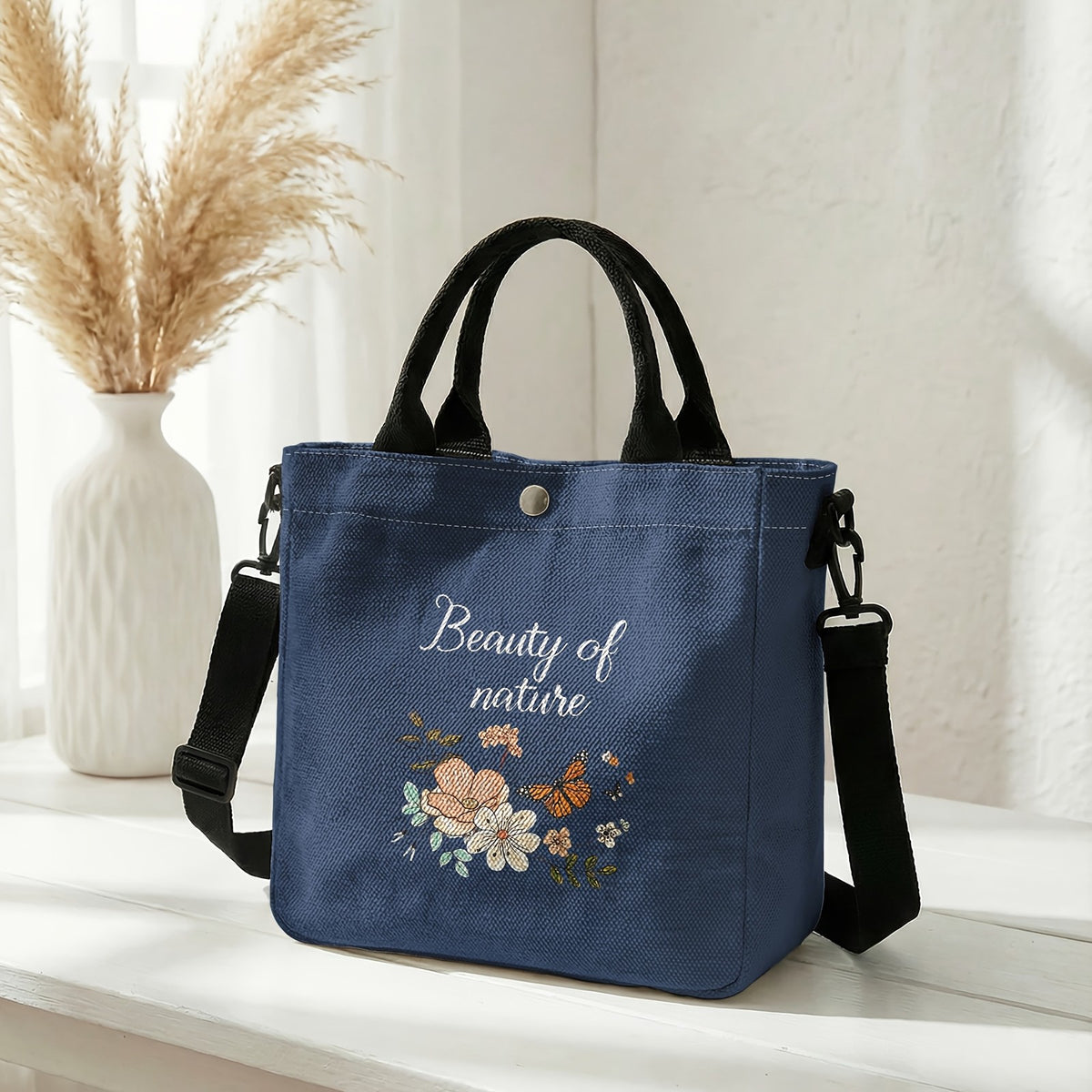 Floral Butterfly Tote Bag