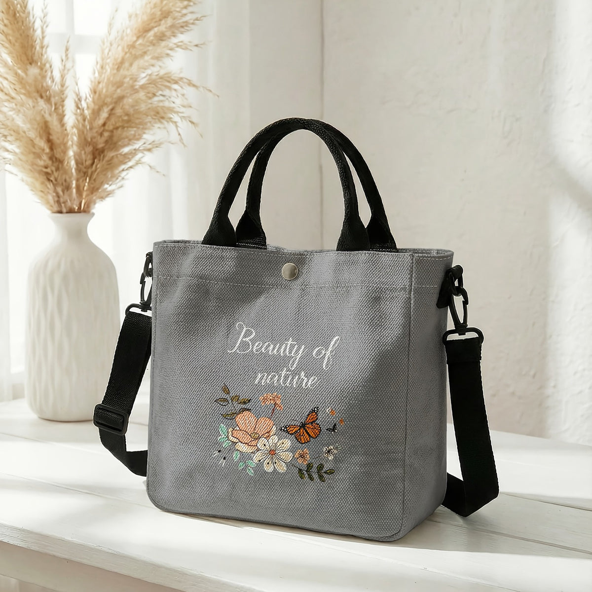 Floral Butterfly Tote Bag