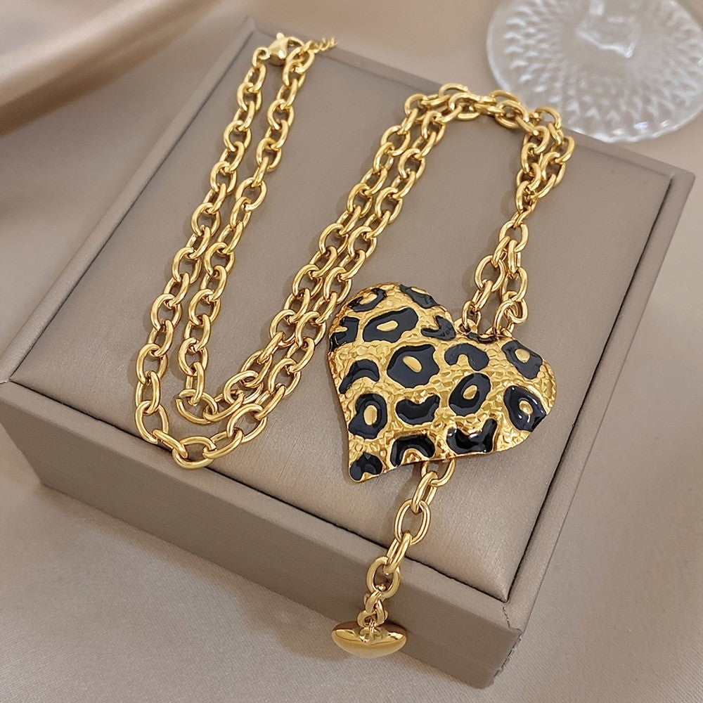 Leopard Print Heart Necklace