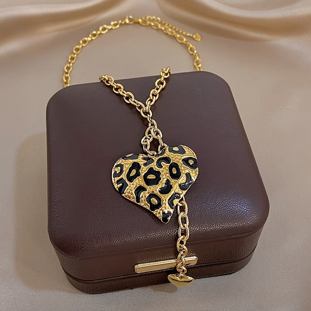 Leopard Print Heart Necklace