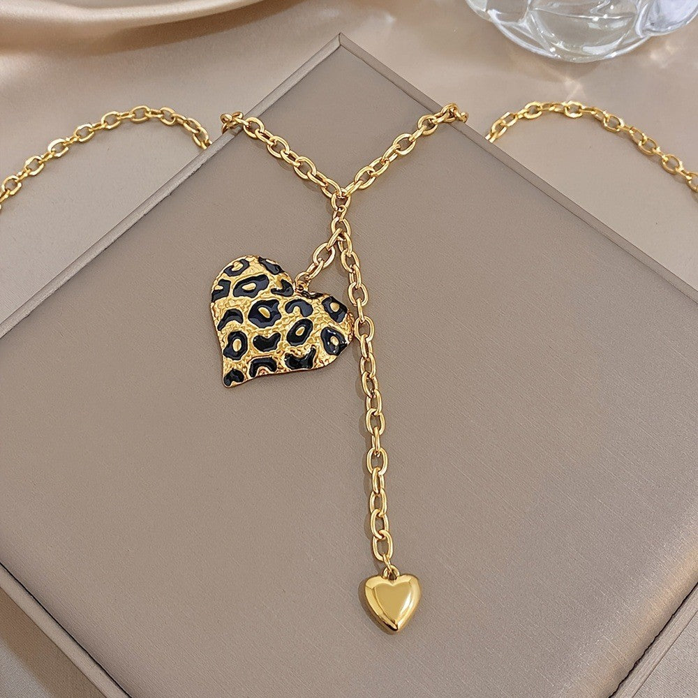 Leopard Print Heart Necklace