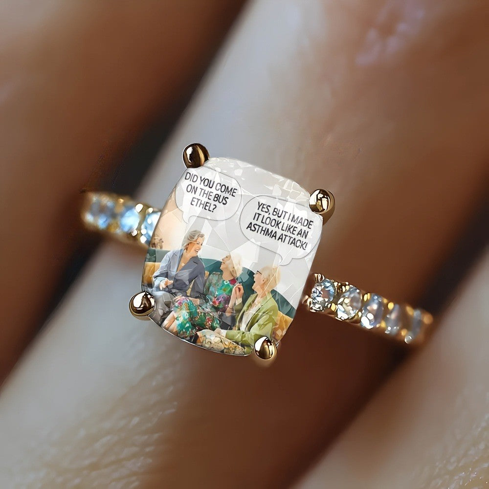 Square Conversation Scene Ring