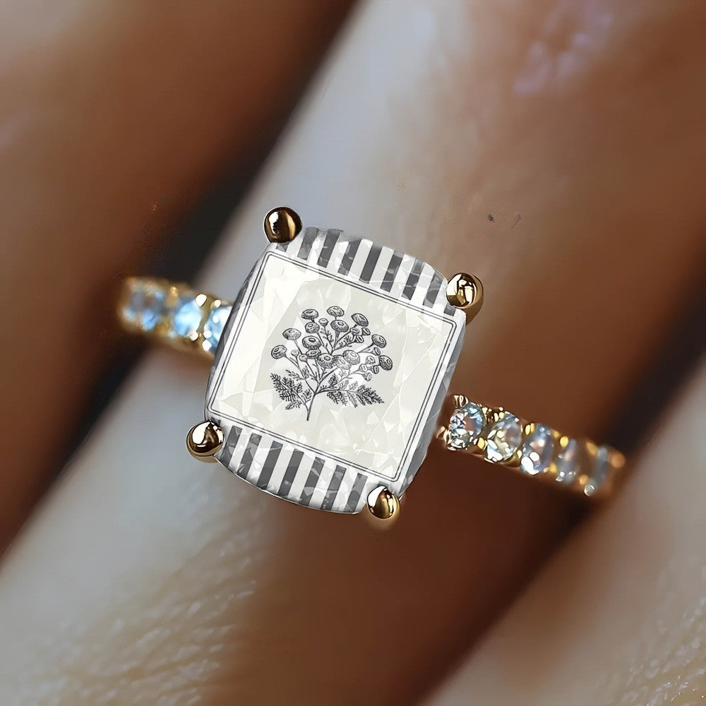 Striped Botanical Square Ring