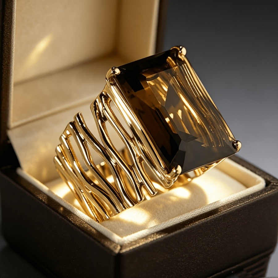 Champagne Square Statement Ring