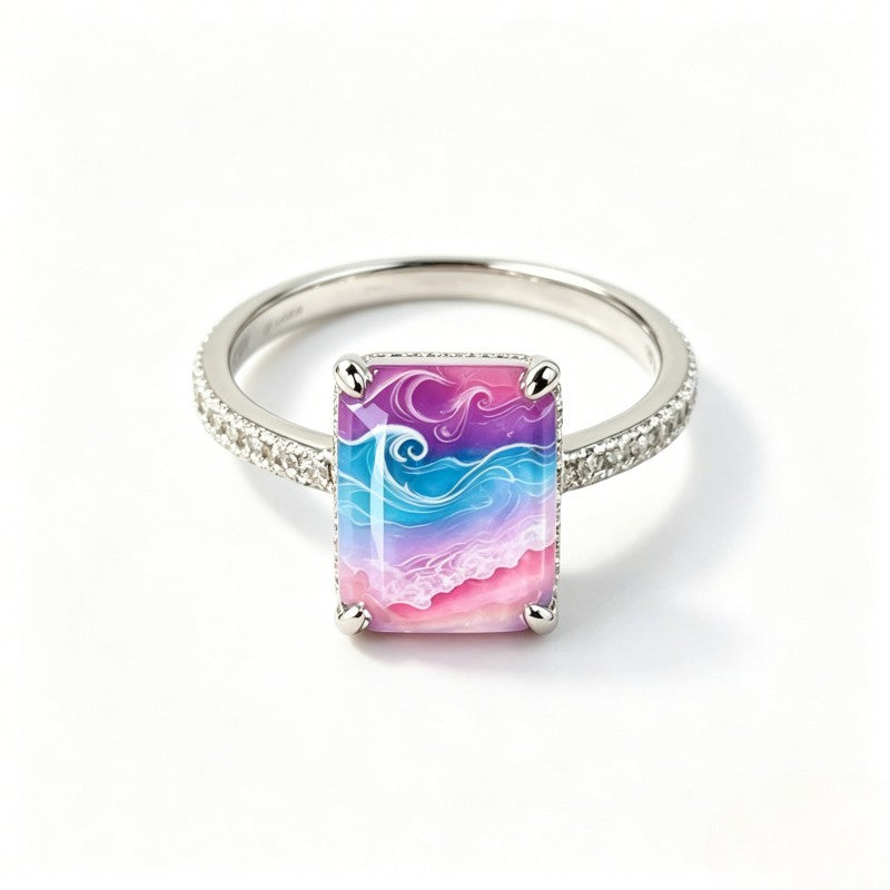 Ocean Wave Rectangular Ring