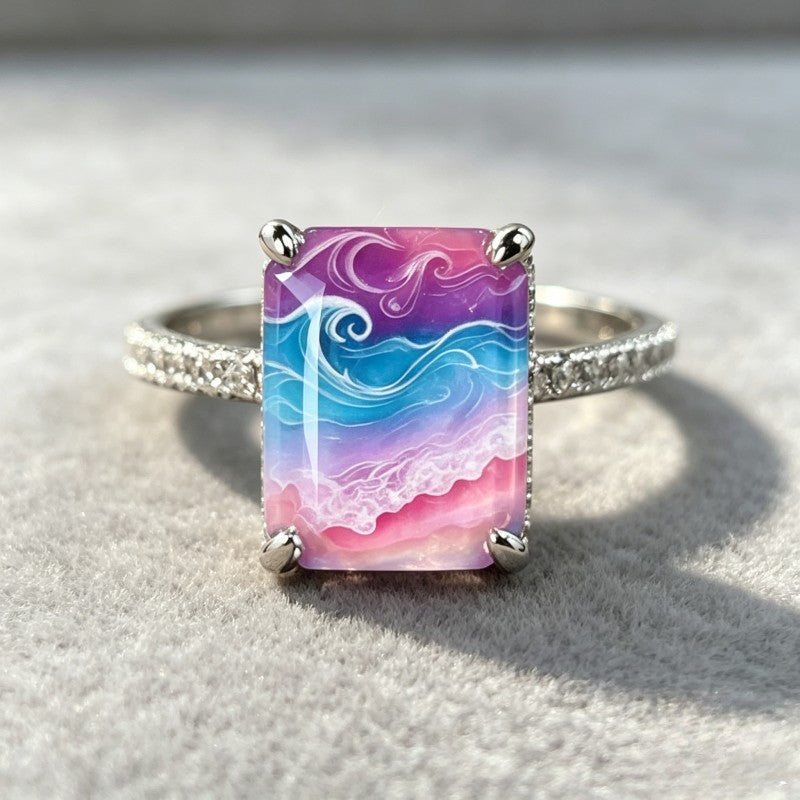 Ocean Wave Rectangular Ring