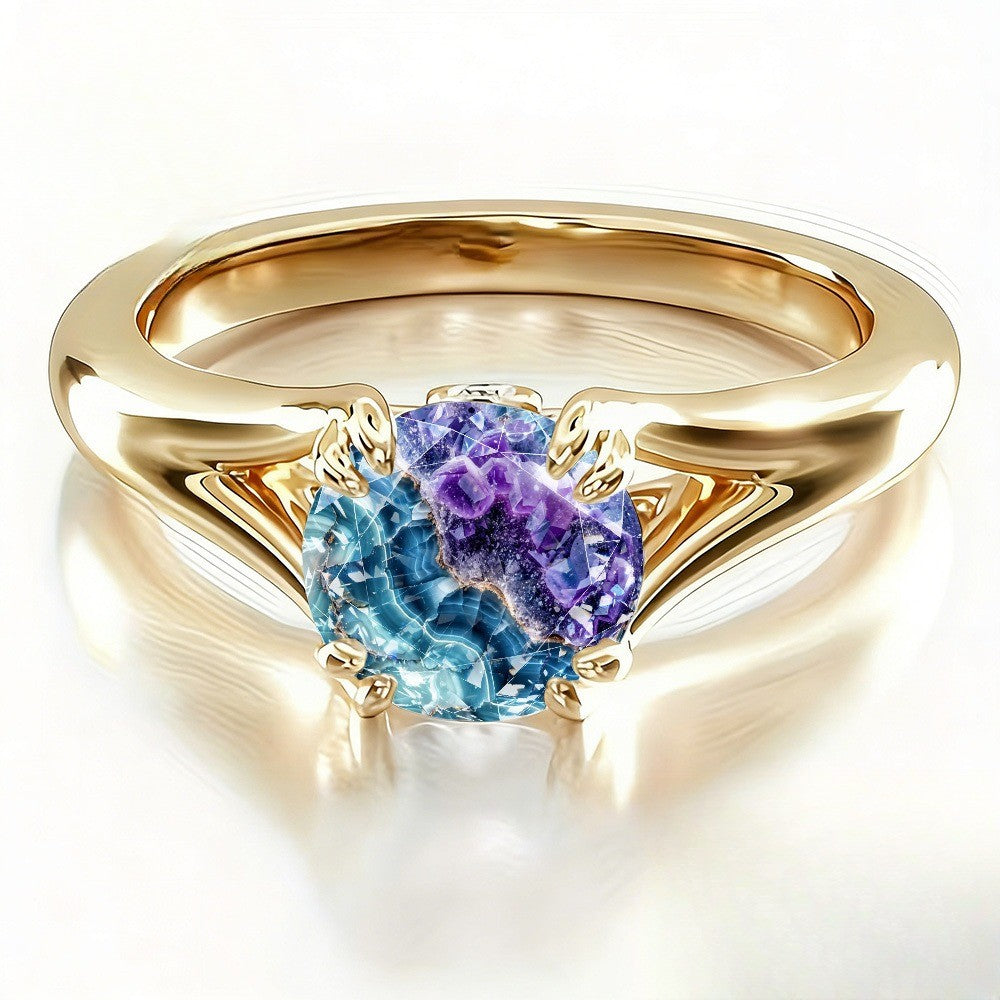 Blue & Purple Geode Ring