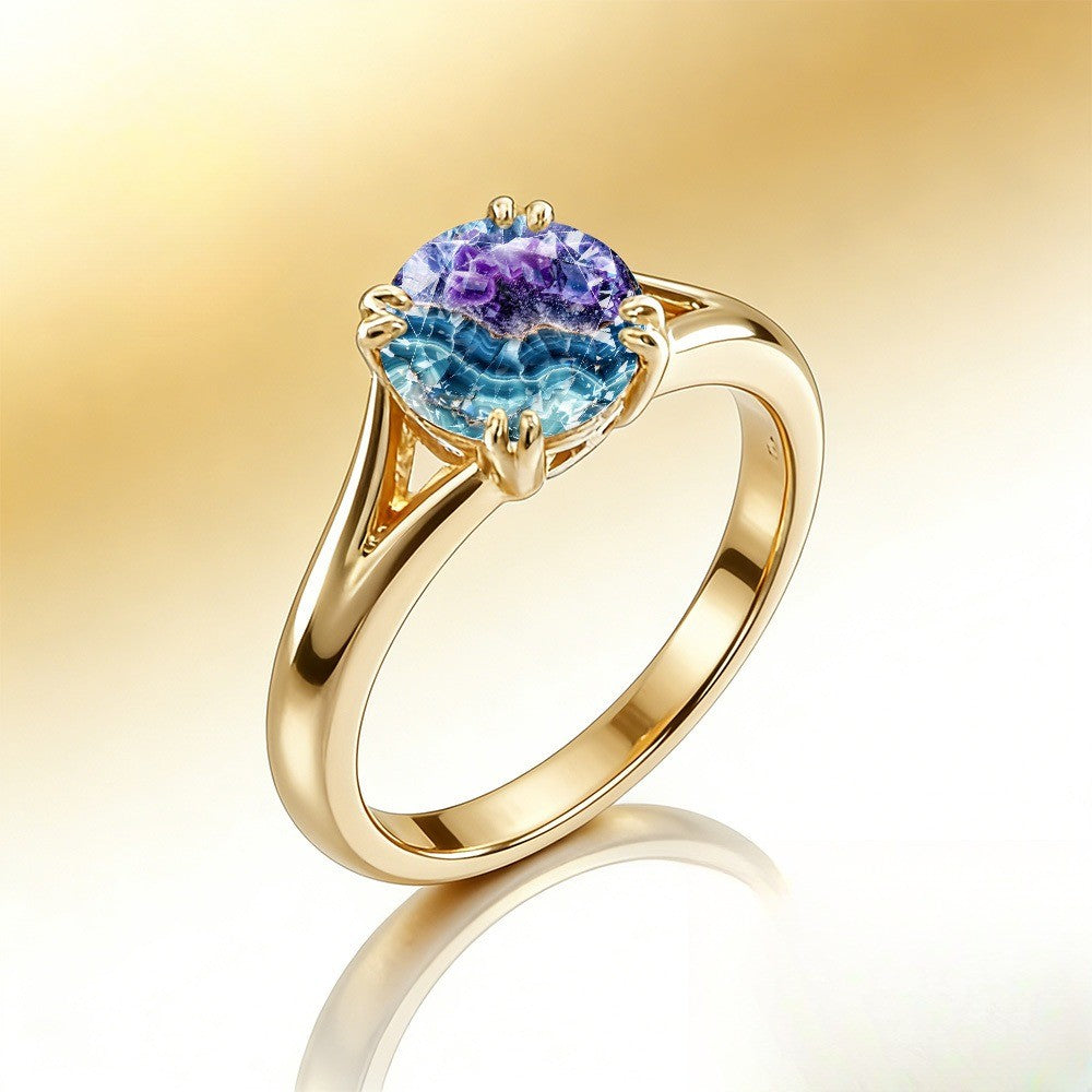 Blue & Purple Geode Ring