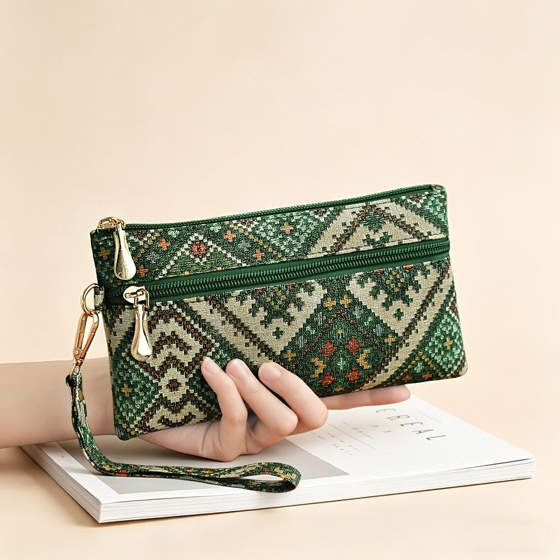 Green Geometric Wristlet