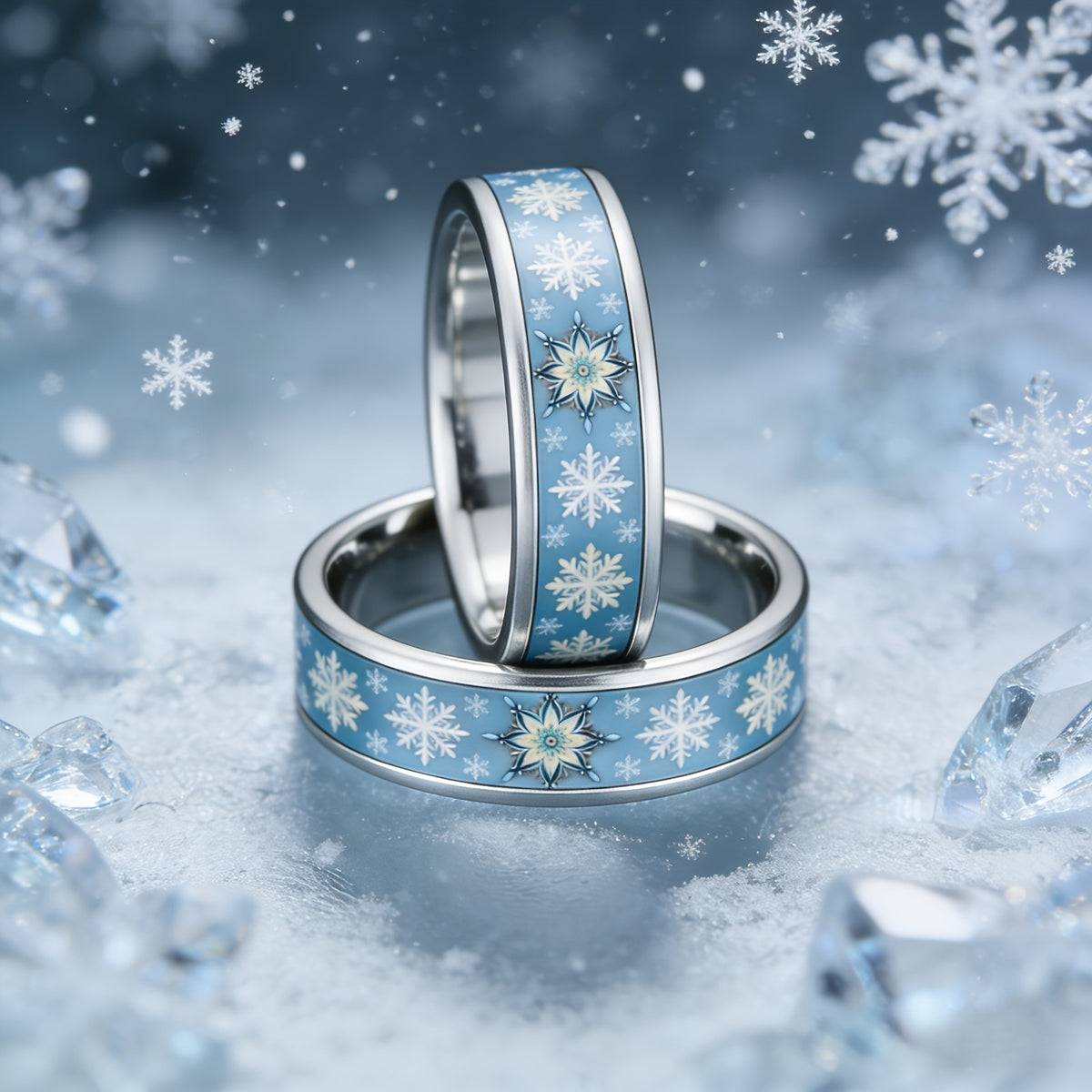 Blue Snowflake Inlay Ring