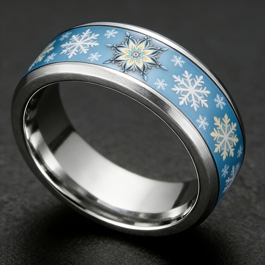 Blue Snowflake Inlay Ring