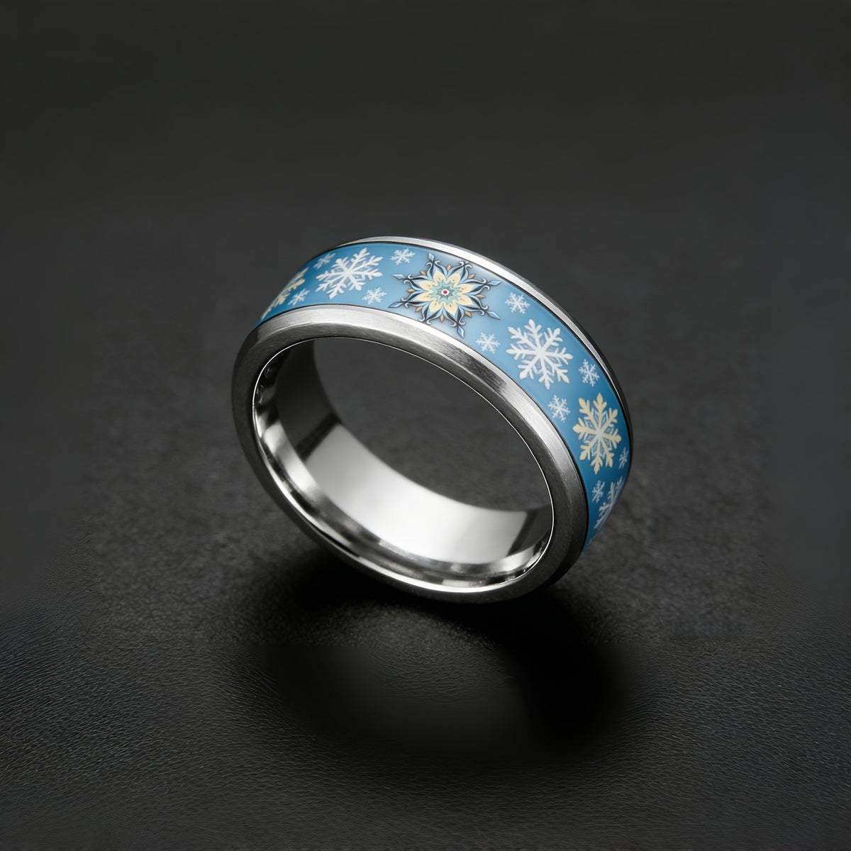 Blue Snowflake Inlay Ring