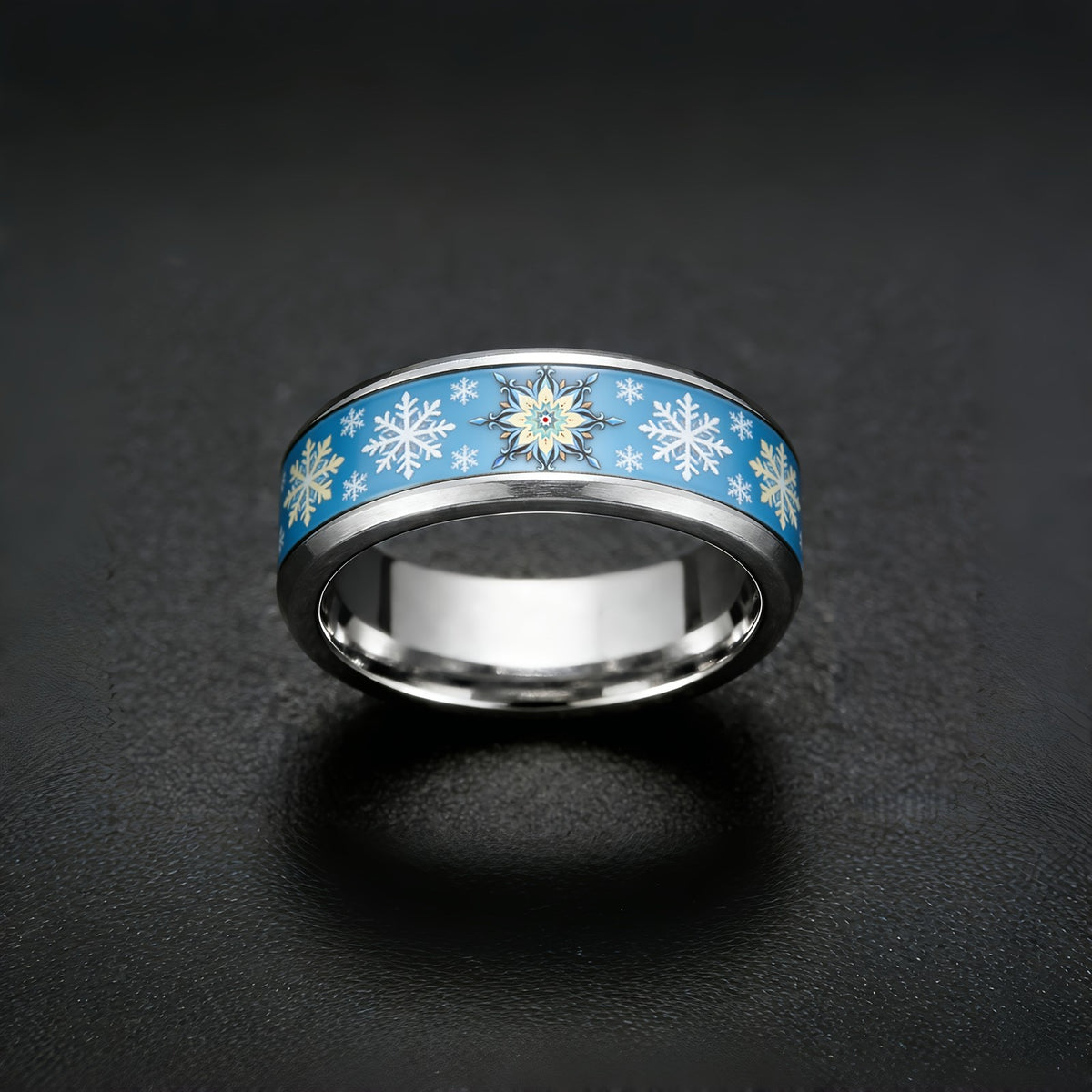 Blue Snowflake Inlay Ring