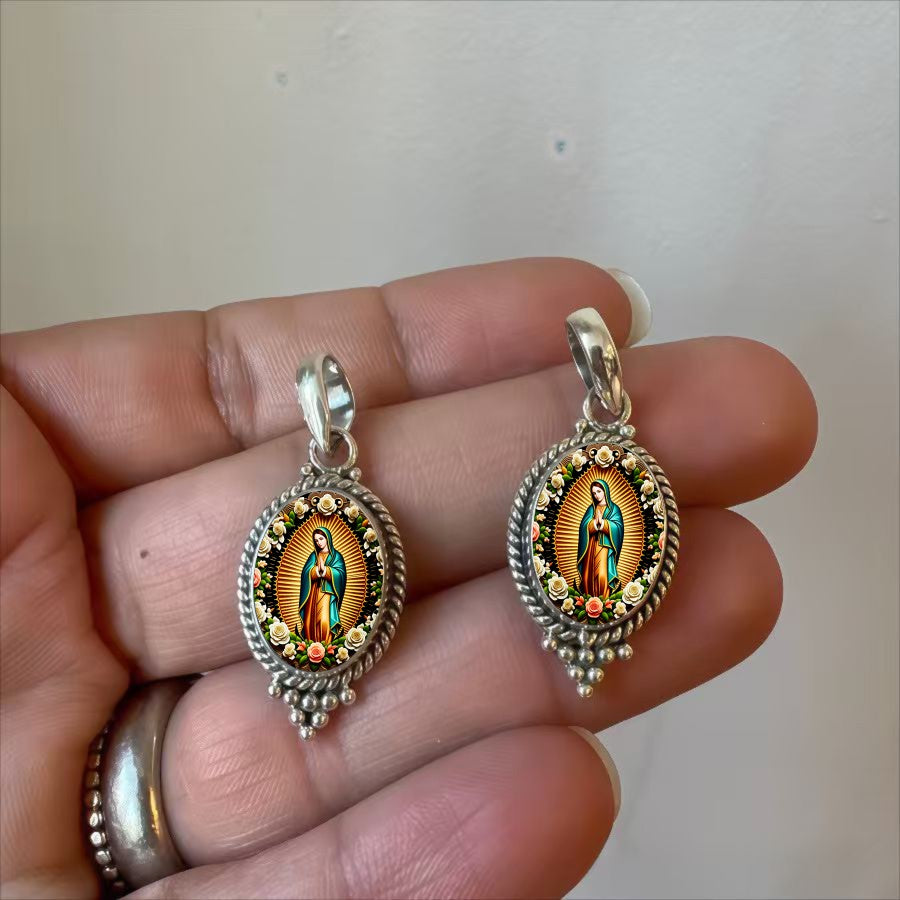 Our Lady of Guadalupe Oval Pendant Necklace