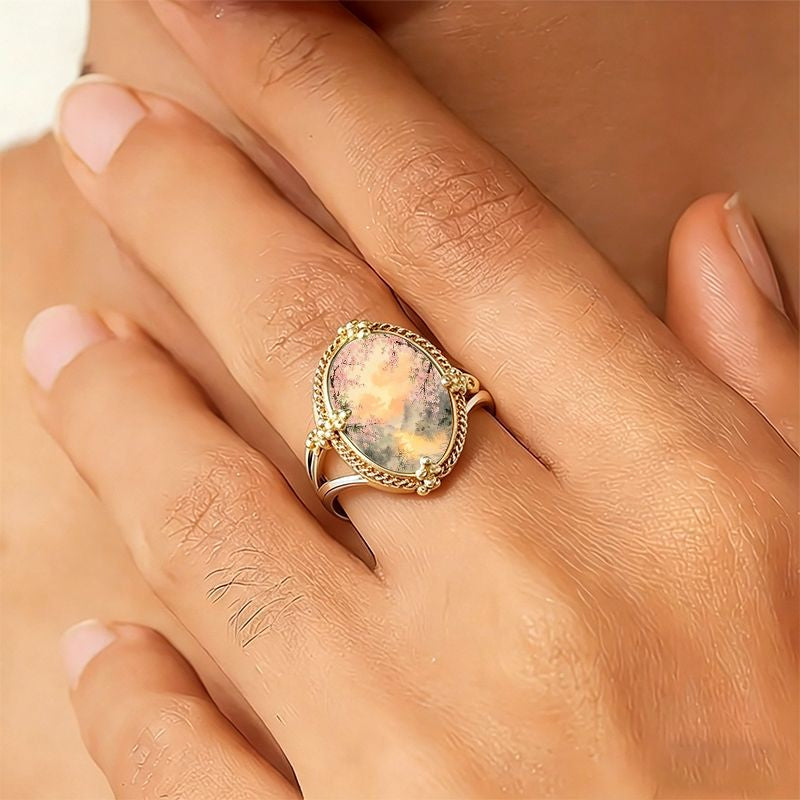 Cherry Blossom Landscape Oval Ring