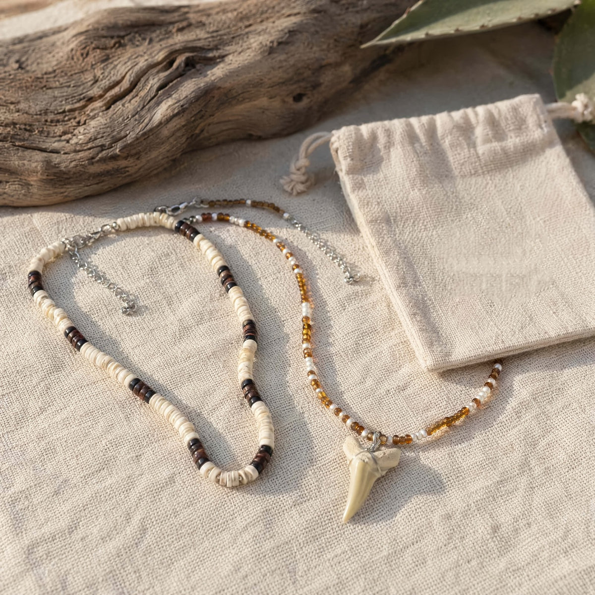 Shark Tooth Layered Necklace Set