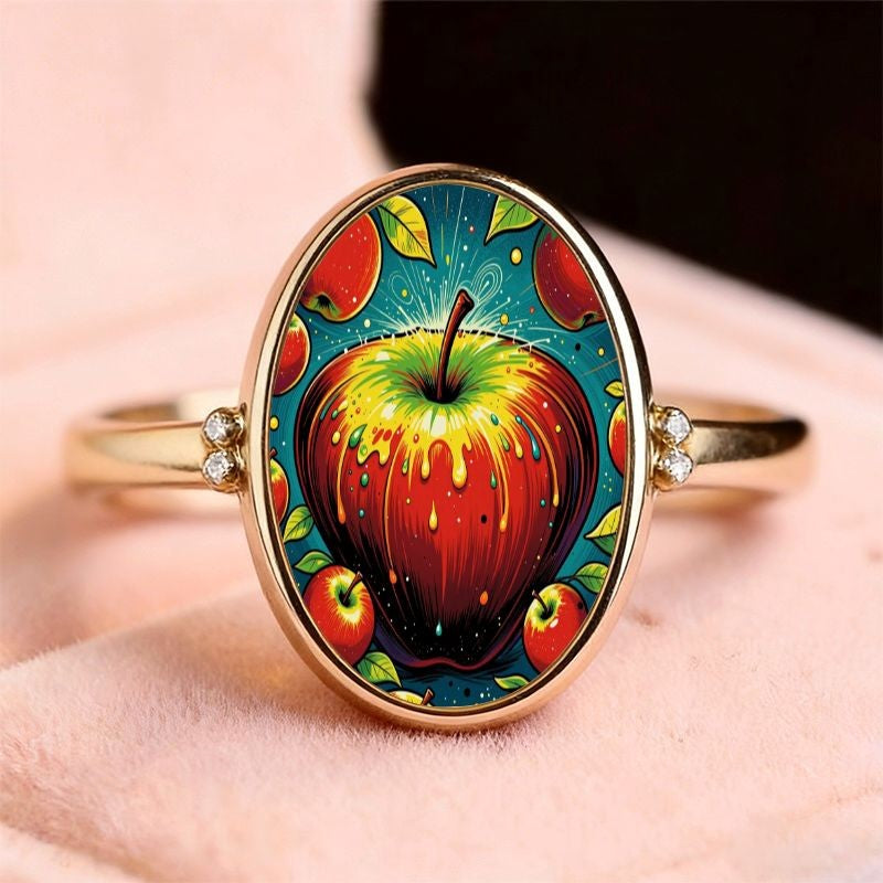 Colorful Apple Oval Ring