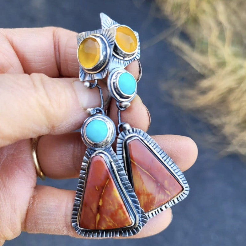 Triangular Stone Drop Earrings