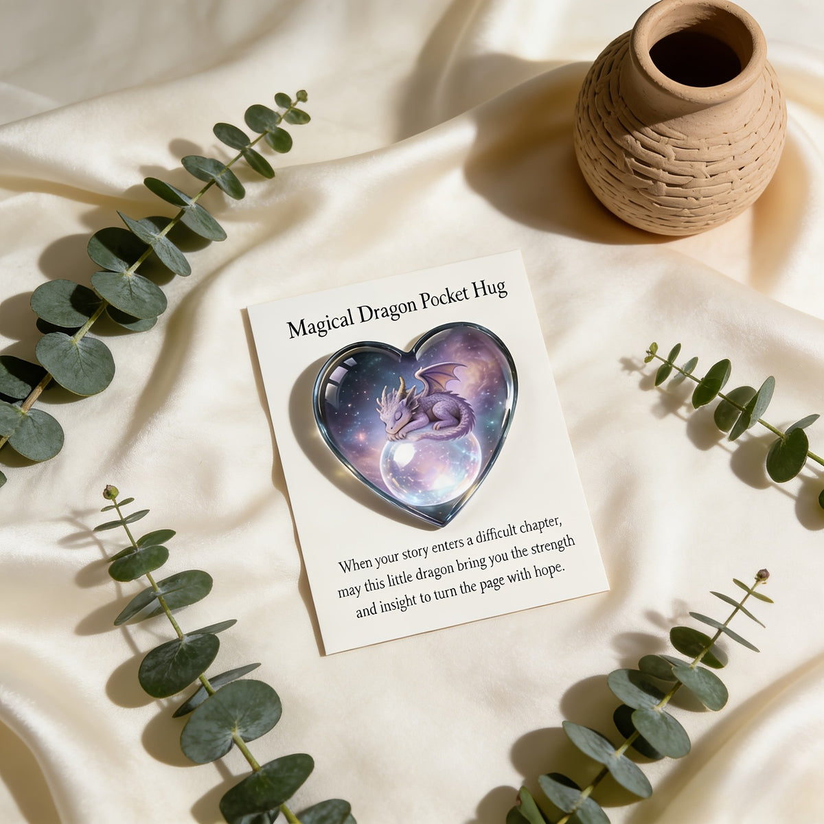 Galaxy Dragon Heart Pocket Hug Card