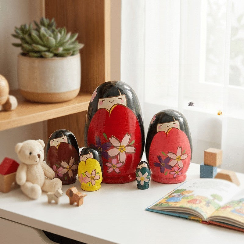 Cherry Blossom Nesting Dolls Set of 5