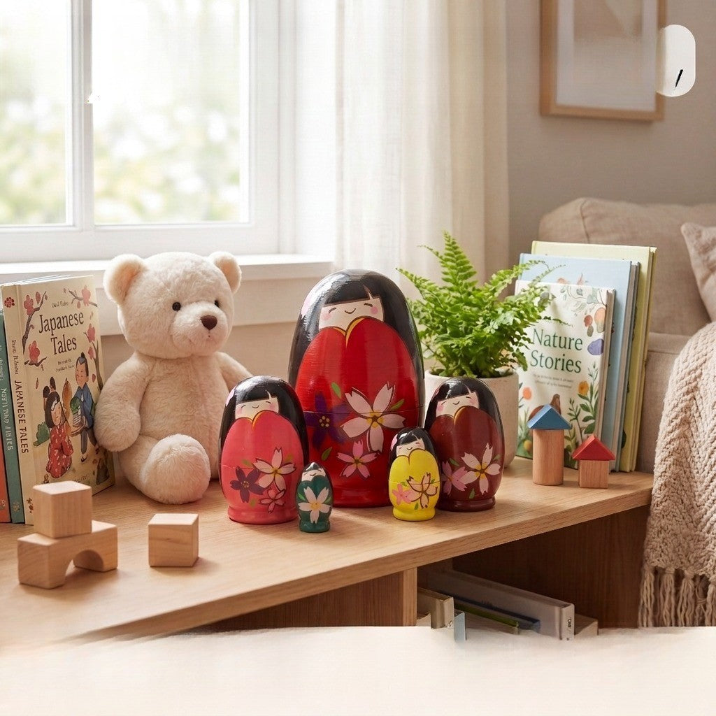 Cherry Blossom Nesting Dolls Set of 5