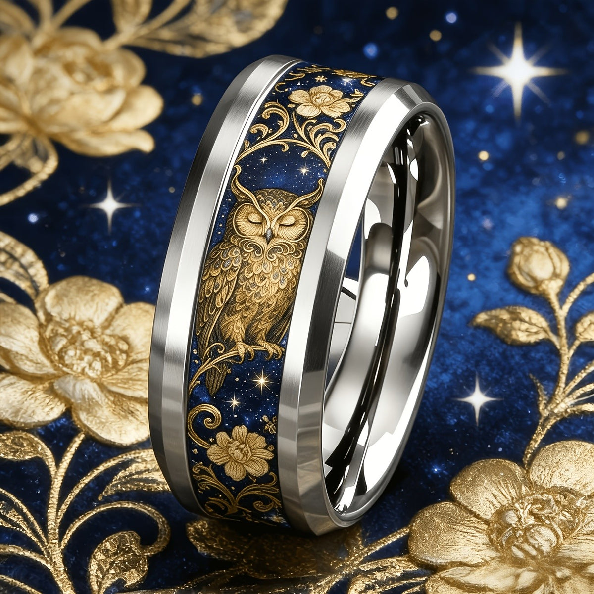 Starry Night Owl Ring