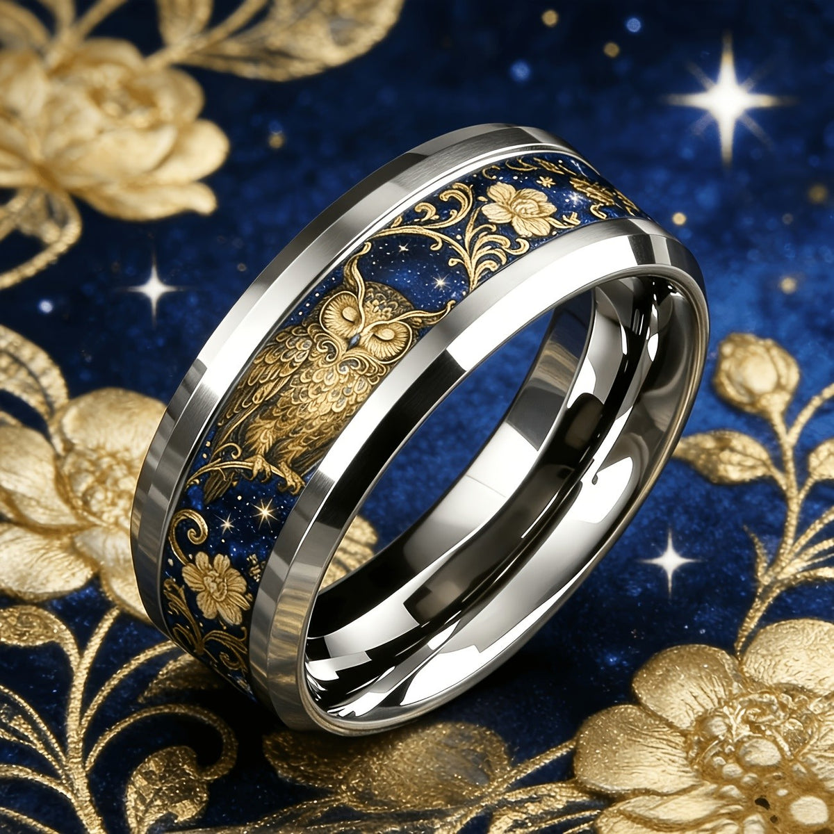 Starry Night Owl Ring