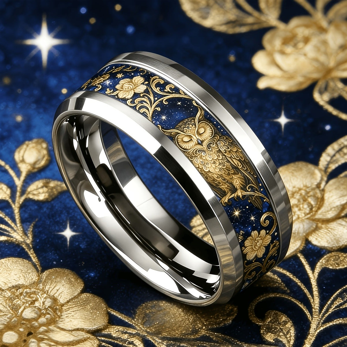 Starry Night Owl Ring