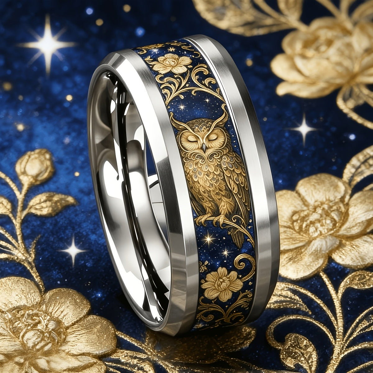 Starry Night Owl Ring