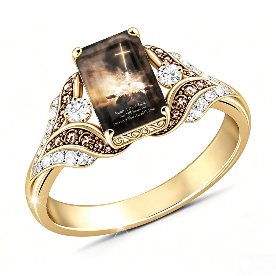 Scripture & Cross Rectangular Ring