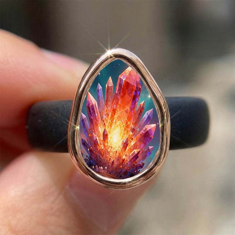 Radiant Crystal Geode Ring