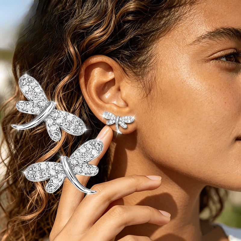 Crystal Dragonfly Stud Earrings