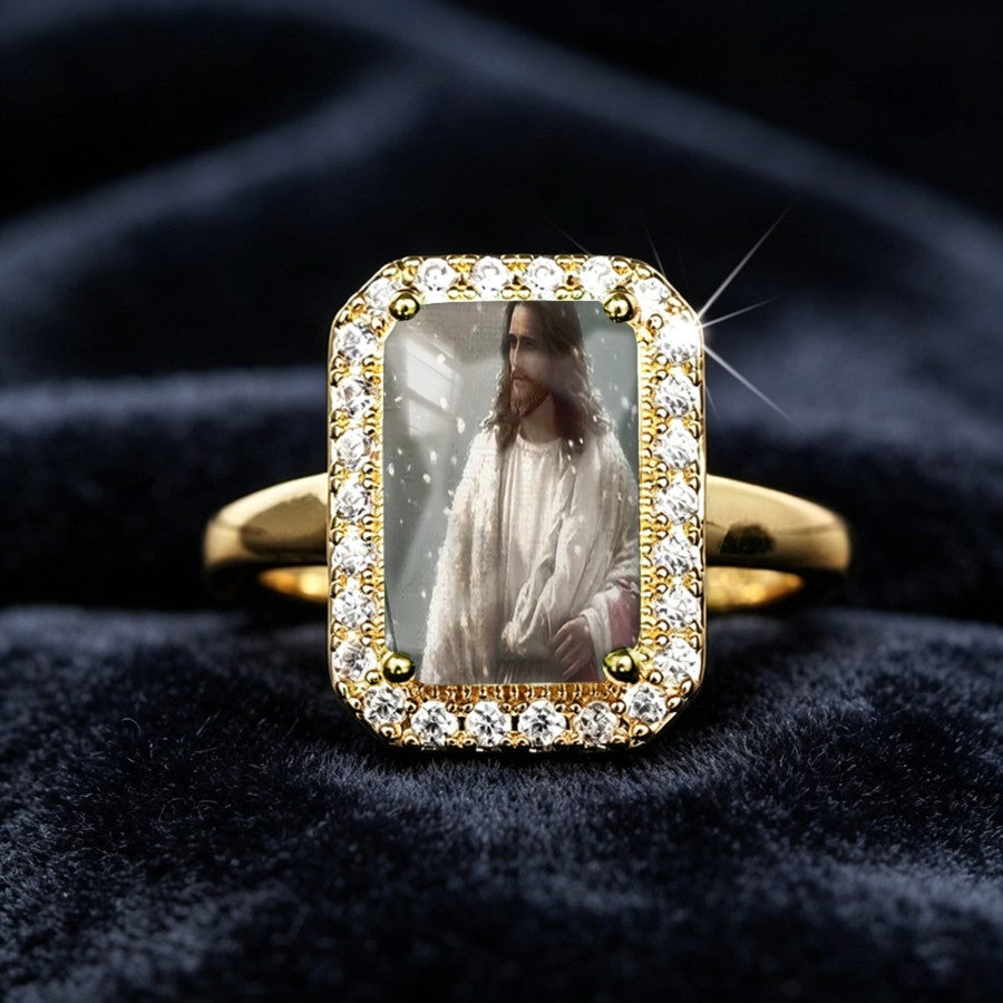 Crystal Halo Portrait Ring
