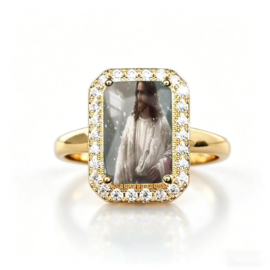 Crystal Halo Portrait Ring