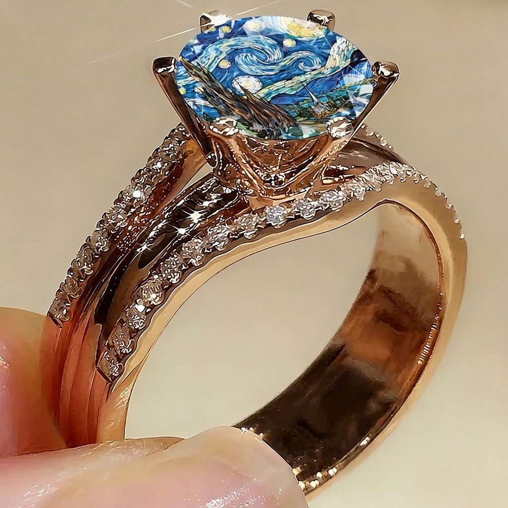 Swirling Sky Mosaic Ring