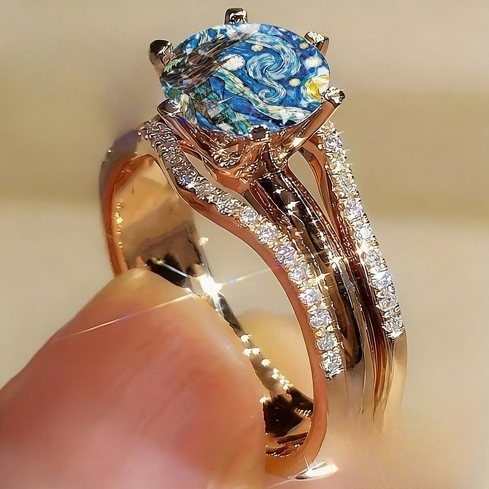 Swirling Sky Mosaic Ring