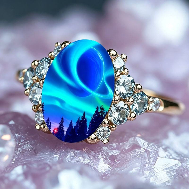 Aurora Forest Oval Ring