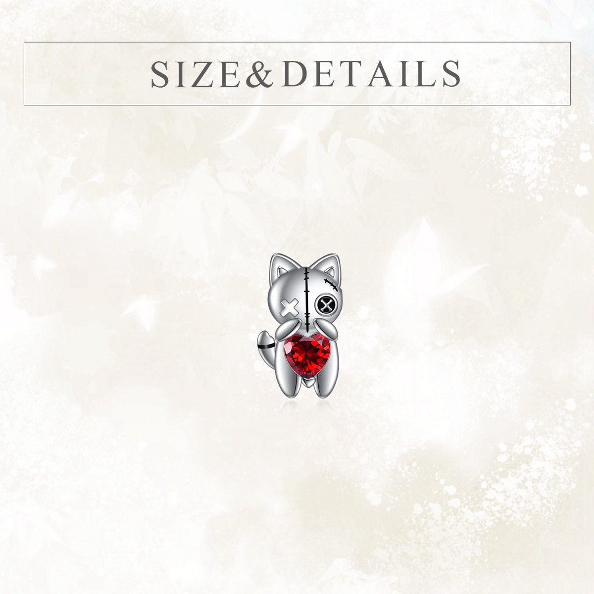 Stitched Cat Red Heart Stud Earrings