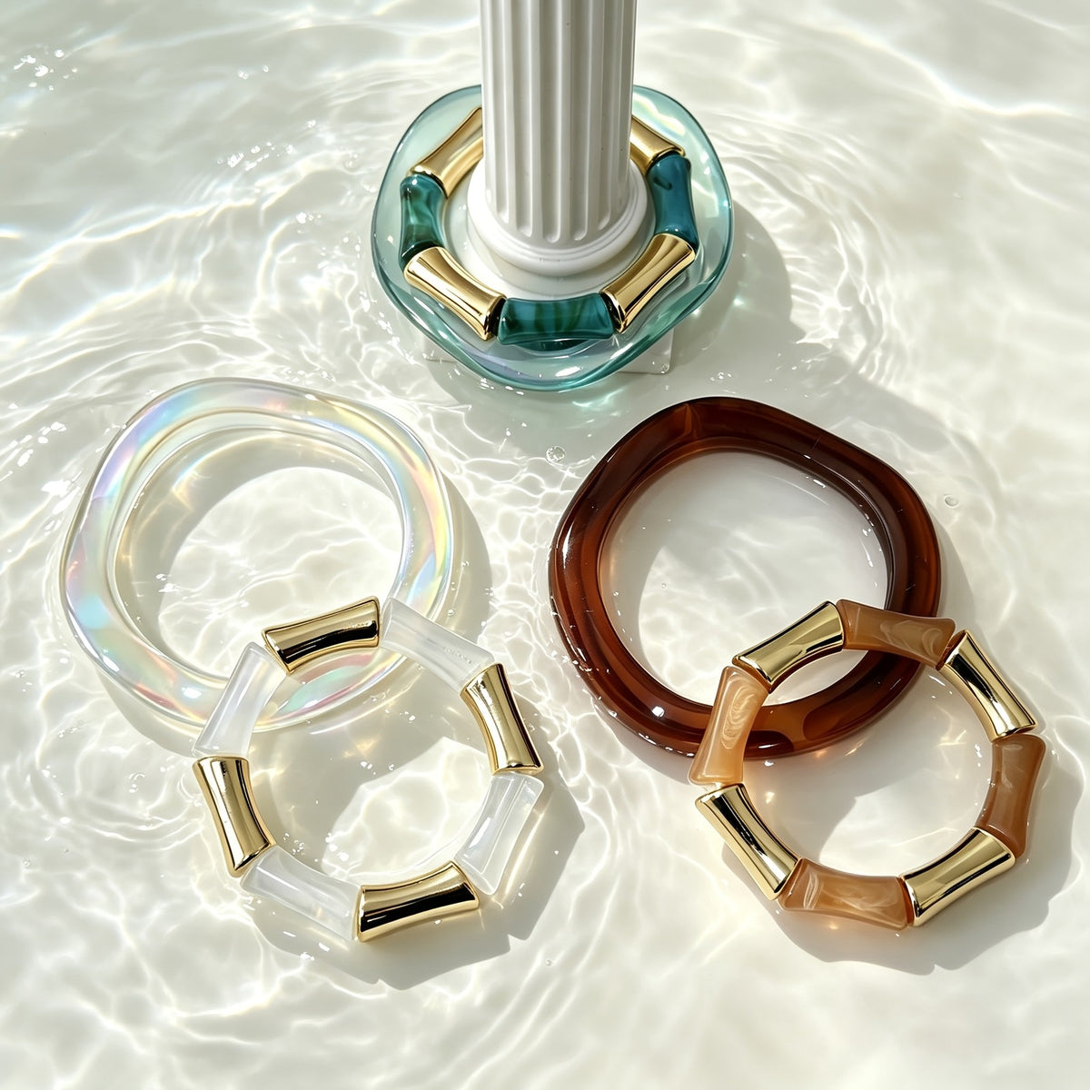 Gradient Bamboo Resin Bracelet Set