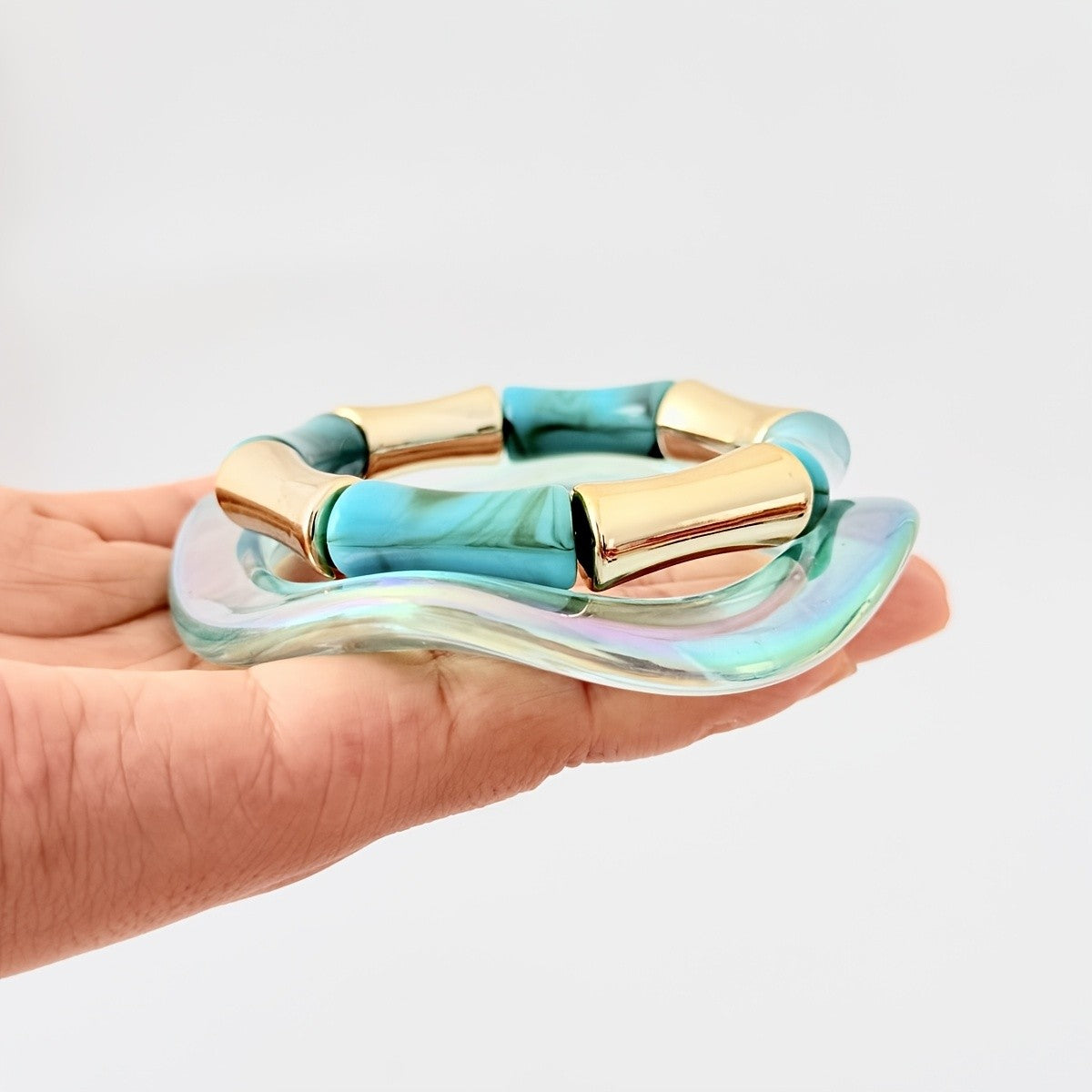 Gradient Bamboo Resin Bracelet Set