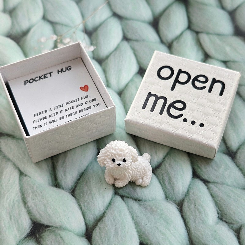 White Puppy Pocket Hug Box