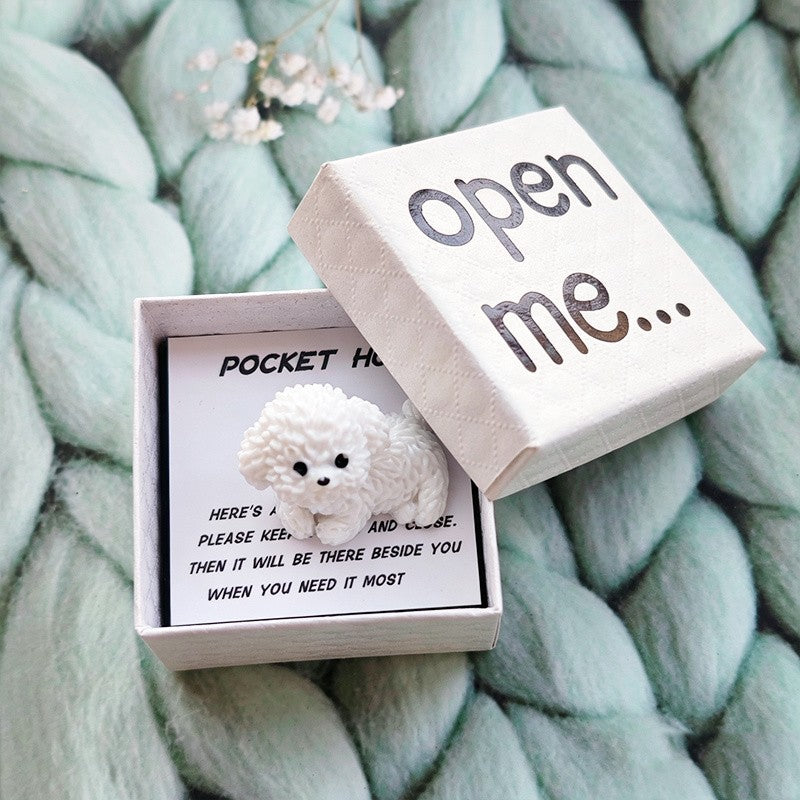 White Puppy Pocket Hug Box