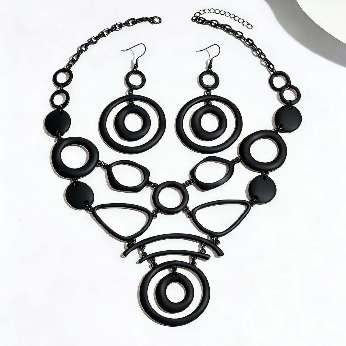 Geometric Oval Necklace & Earring Set