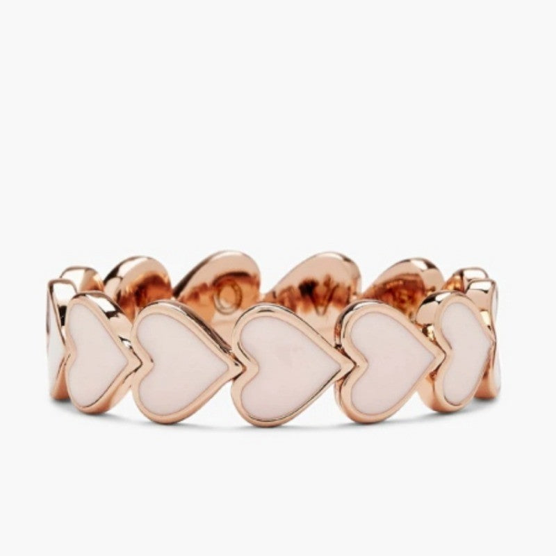 White Enamel Heart Link Ring